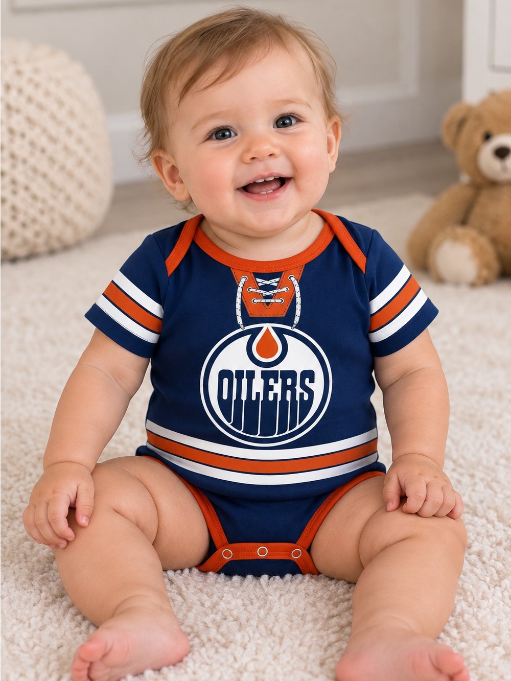 NHL Edmonton Oilers Infant Bodysuit - Blue/Orange/White - 12 Months